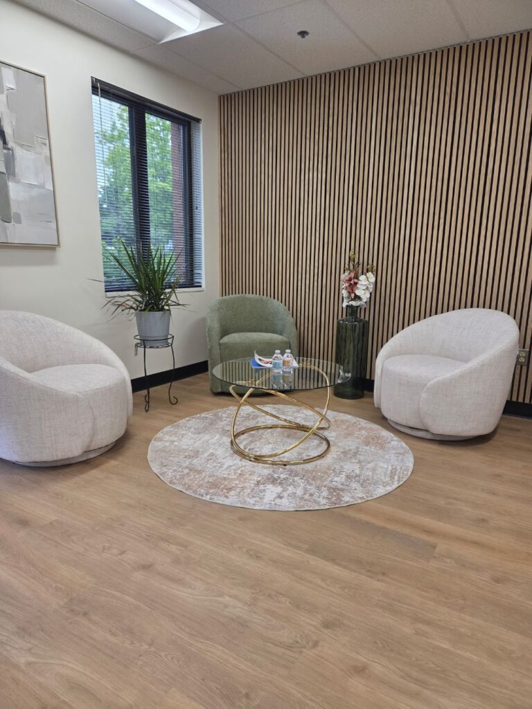 Client lounge at The Aesthetics & Wellness Studio in Upper Marlboro